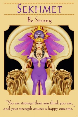 Sekhmet - be strong oracle card 400x600